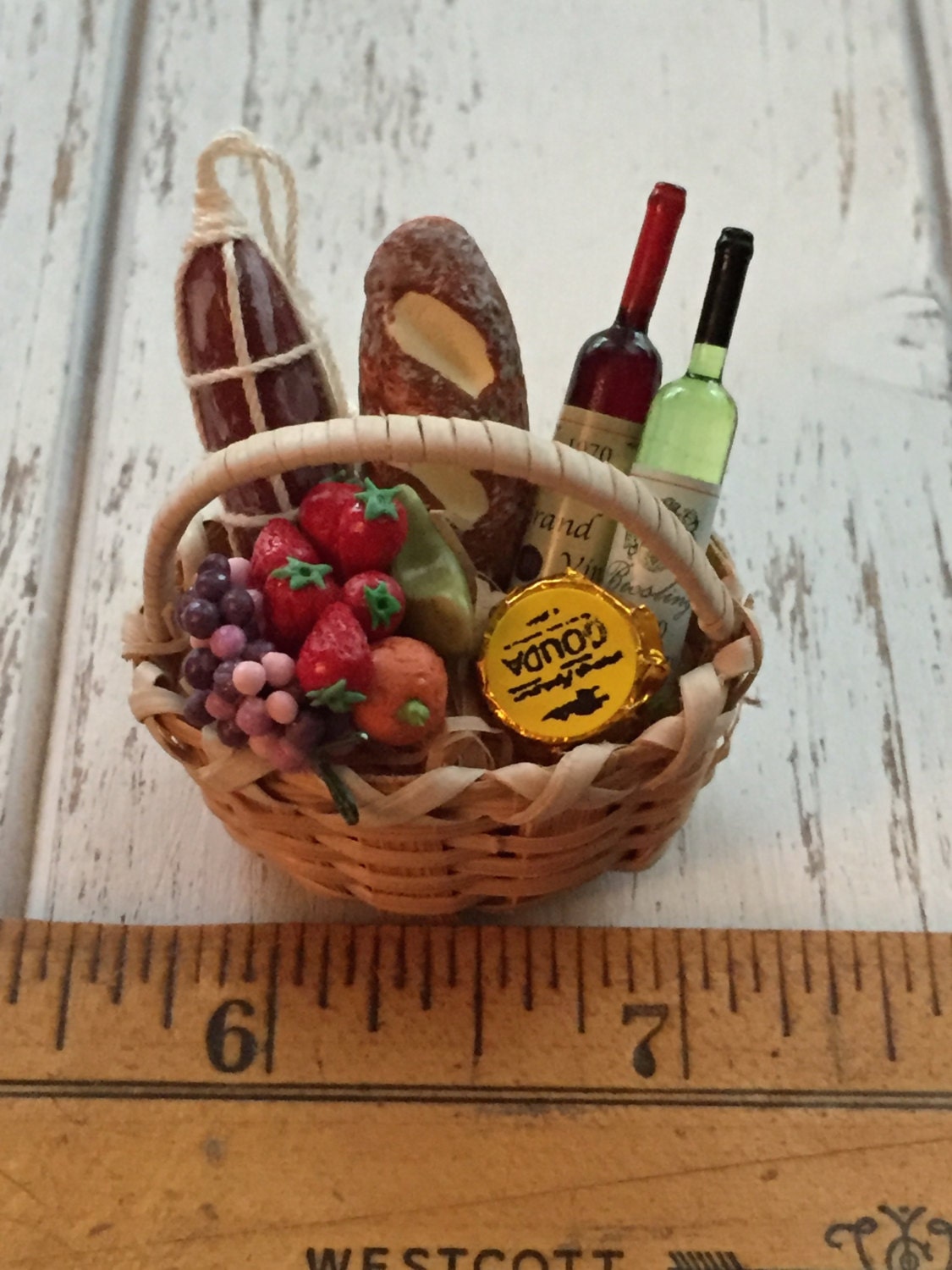 Miniature Wine and Cheese Gift Basket Set by Reutter by BitsyNest