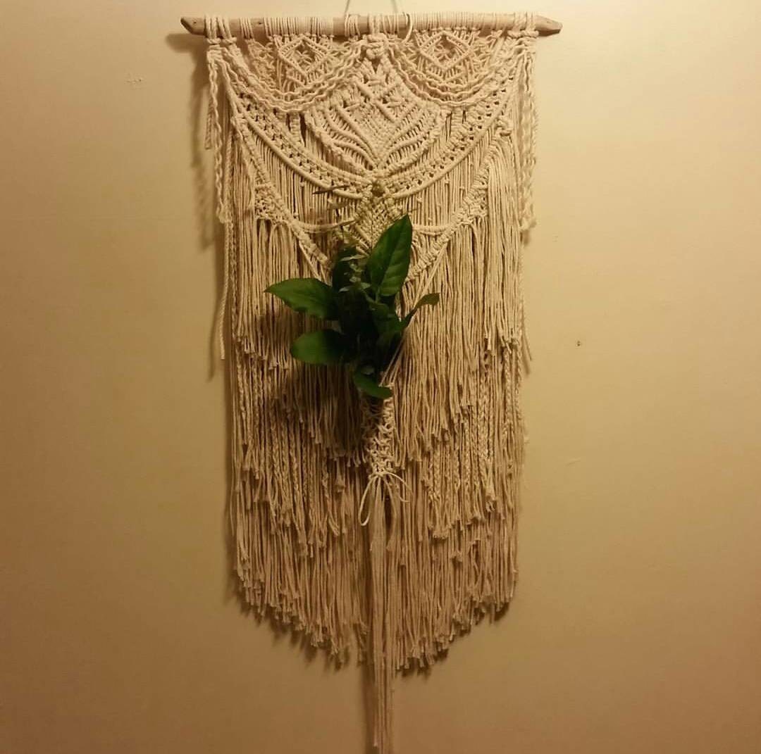 Macrame Flower Wall Hanging Knotted Fringe Tapestry