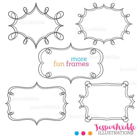 More Fun Frames | Cute Clipart | Swirl Frames | Transparent Frames | Frame Graphics | Stock Art | Instant Download | Frame Clip Art Il_570xn