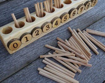 Spindle box, Montessori math, Educational wooden toy,
