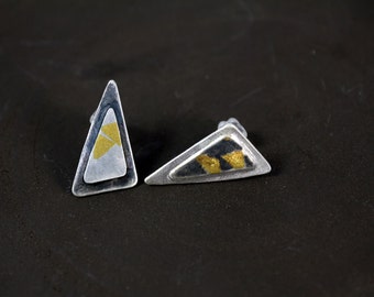 Small stud earrings Keum boo earrings Silver studs Gold stud earrings