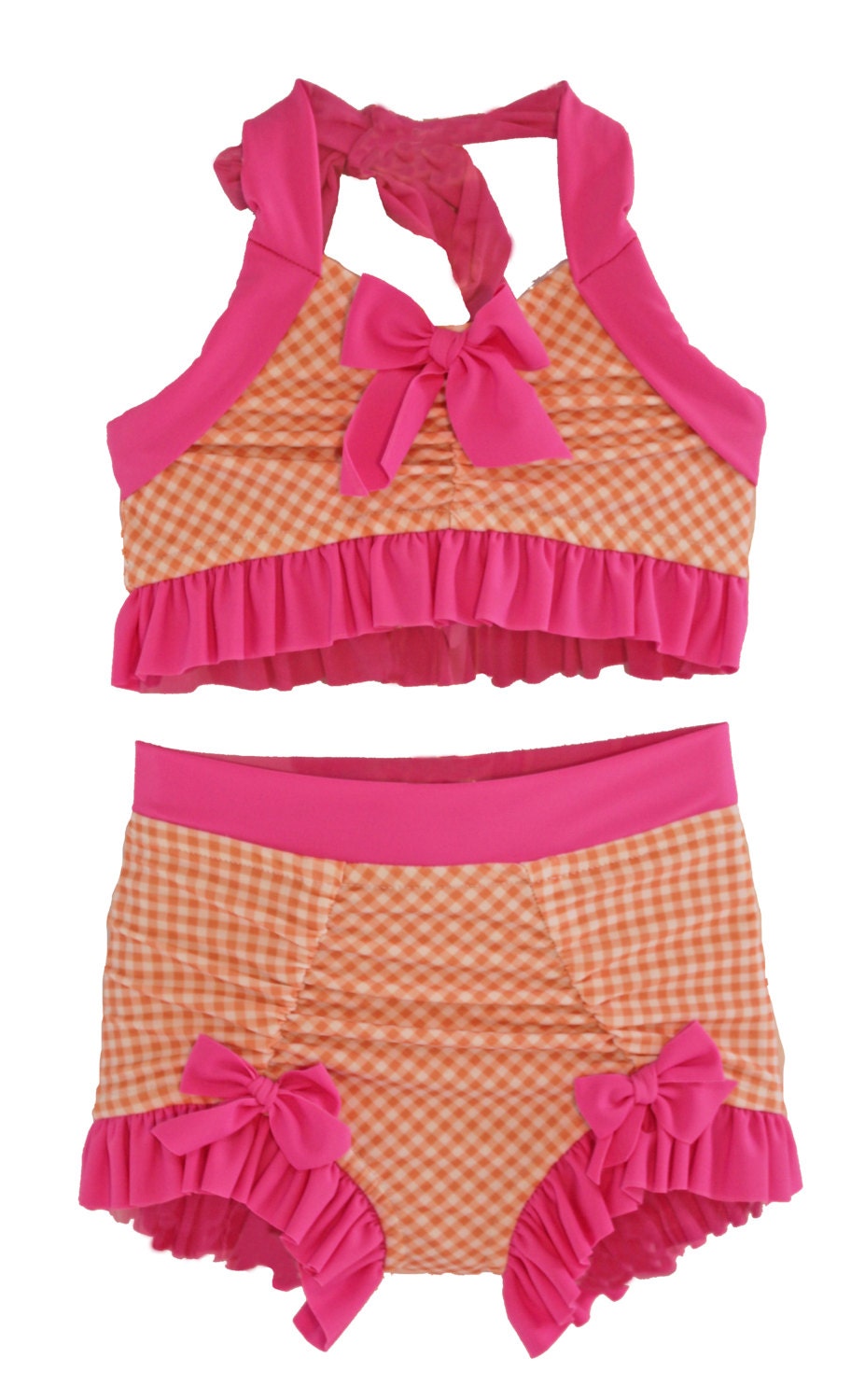 Bathing Beauty Bikini in Orange Gingham: SS16 Collection Size