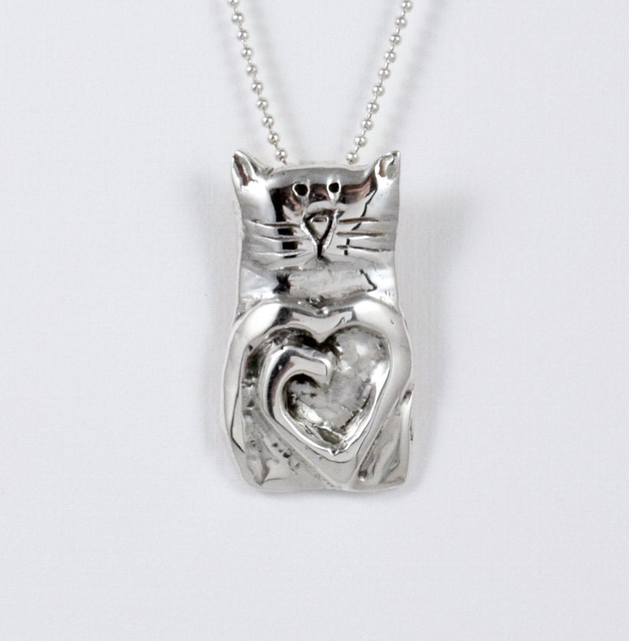 Sterling Silver Cat Jewelry Unusual Cat Jewelry by robinwade