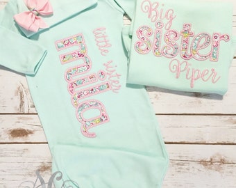 Big Sister Little Sister Outfits -Matching Sister Shirts - Big Sister Shirt - Baby Girl Coming Home Outfit - Newborn Photo Outfit - Reveal