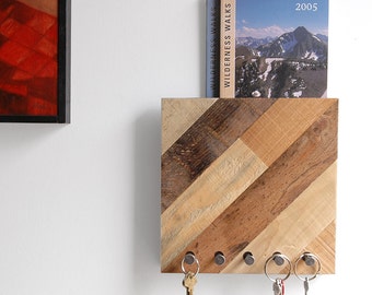 Mail organizer / Key rack Entryway storage - Reclaimed wood functional art