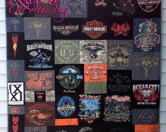 MEMORY QUILT | Harley Davidson Quilt | Harley Blanket | Keepsake Quilt | Custom Made-to-Order