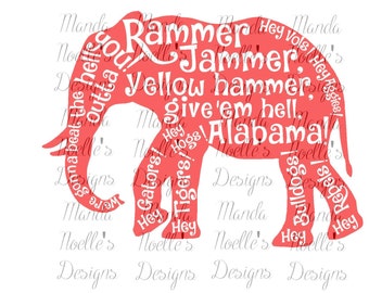Rammer Jammer, Give 'em Alabama SVG or Silhouette Instant Download