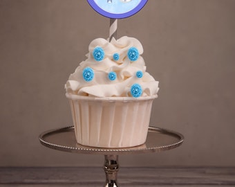 Boy Baptism cupcake toppers, Christening Cupcake Toppers, Baptism favors, Baptism Boy party, Christening party.