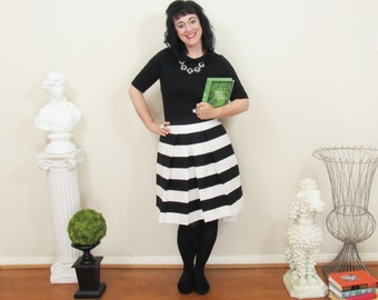 Black and white striped skirt | Etsy