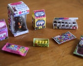 Vintage Easter dollhouse candy, yellow bunny peeps & one Happy Harvey chocolate bunny, Fairy House, Miniatures