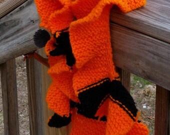 Halloween Orange and Black Twist Scarf- Twisty Scarf- Twist Scarf- Orange and Black Twist Scarf- Scarf- Warm Scarf- Warm Twisty Scarf-