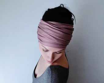 MAUVE Head Scarf - Jersey Yoga Headband - Dusty Rose Hair Wrap - Activewear Hair Accessory - Womens Bohemian Hair Accessory
