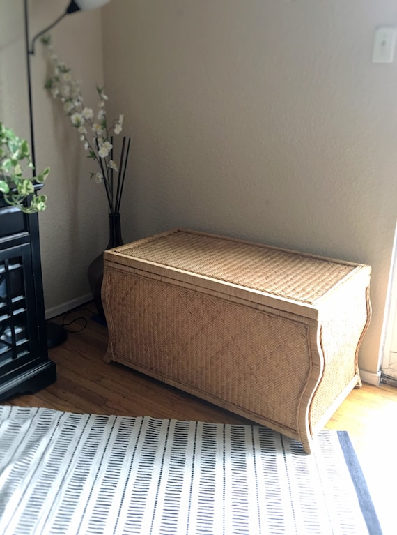 Extra Large Vintage Wicker Rattan Storage Chest / Trunk