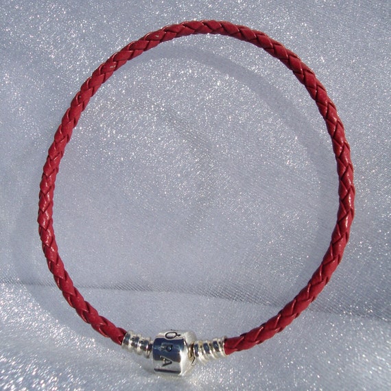 Pandora Red Leather Bracelet Smooth Braided by JEWELSELAGANT