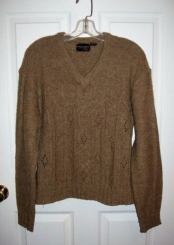 mens tan v neck sweater