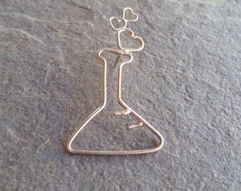 matraz, flask, laboratory, laboratorio, brooch, pin, broche, silver, plata, jewelry