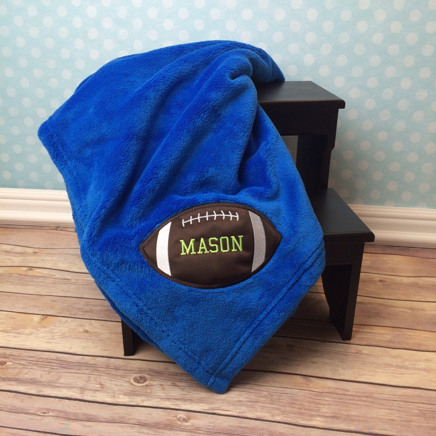 Football Blanket Personalized Blanket Applique Football