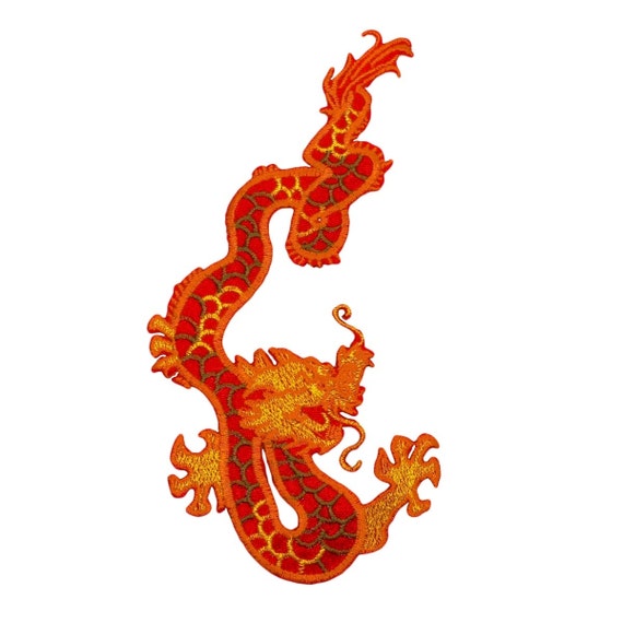 Smaller Orange Chinese Fire Dragon Patch Asian Legend Creature