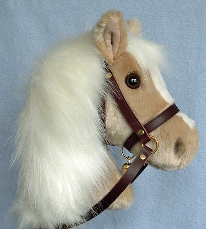 Child's hobby horse stick horse Palomino plush fur