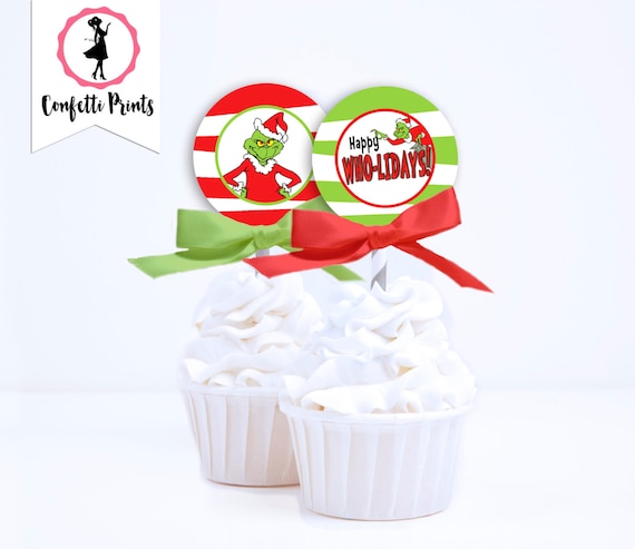 Grinch Cupcake Toppers