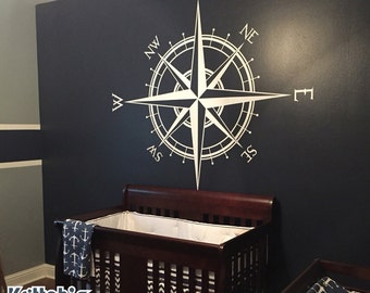 Compass Rose Vinyl Wall (or Ceiling) Decal K514