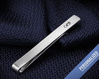 Personalized Tie Clip monogram - Sterling silver Tie Clip engraved - Bride to groom gift - Wedding Tie Clip