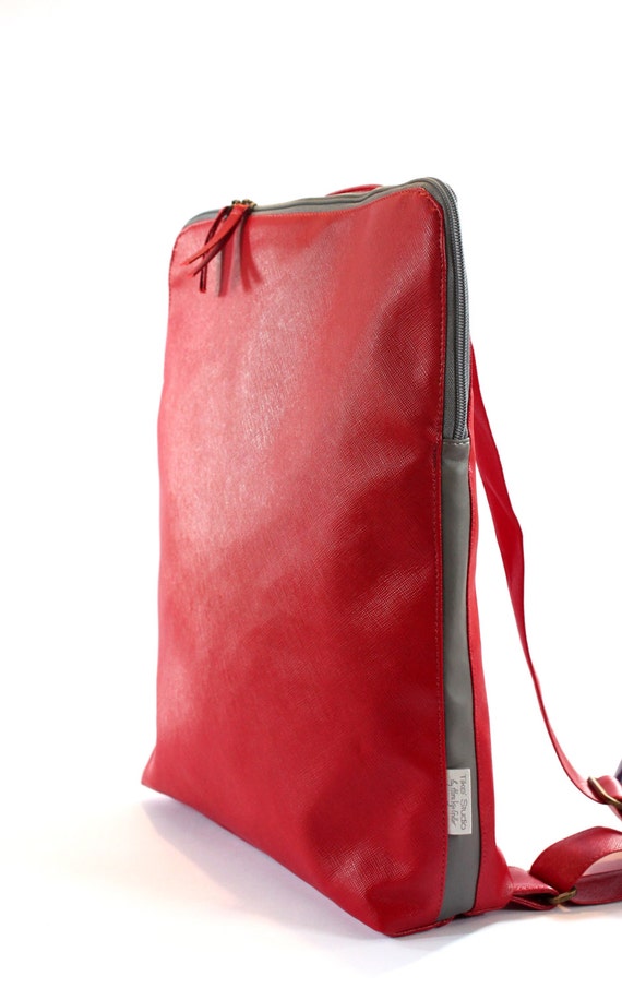 Backpack Woman Red Everyday Bag Vegan Backpack Computer