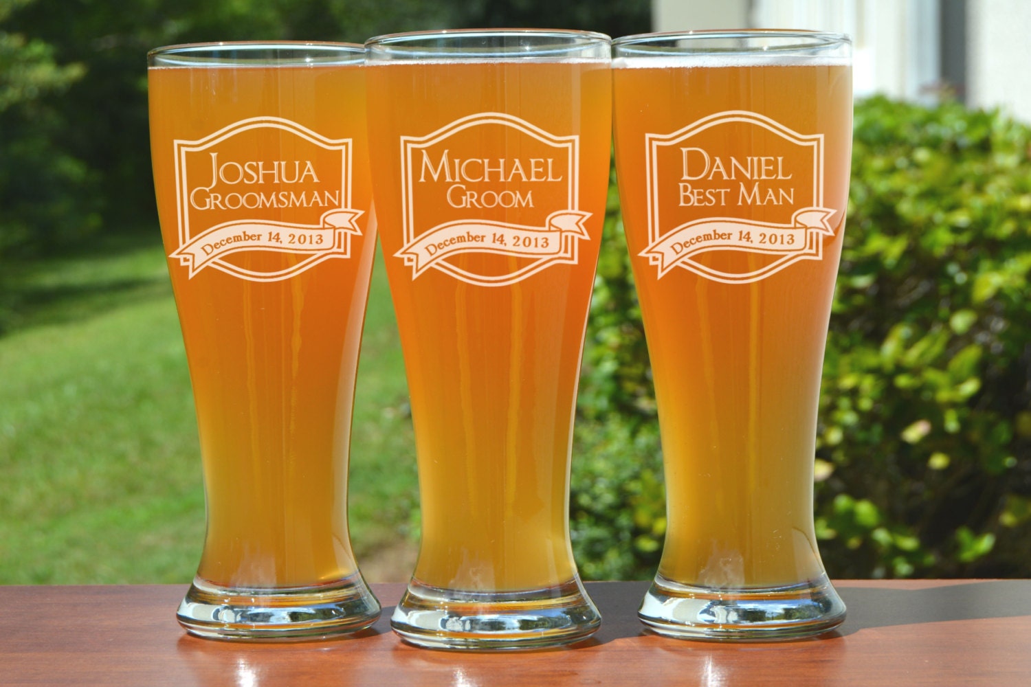 5 Custom Beer Glasses Wedding Party Favors Groomsmen Ts