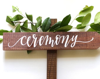 Wedding Directional Sign with Stake, Rustic Wedding Signs, Wooden Wedding Signs, Ceremony & Reception Signs, Wedding Road Signs| 15x3