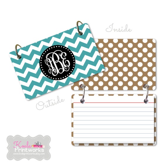 Personalized 3x5 Index Card Ring Binder You by KoalaPrintworks