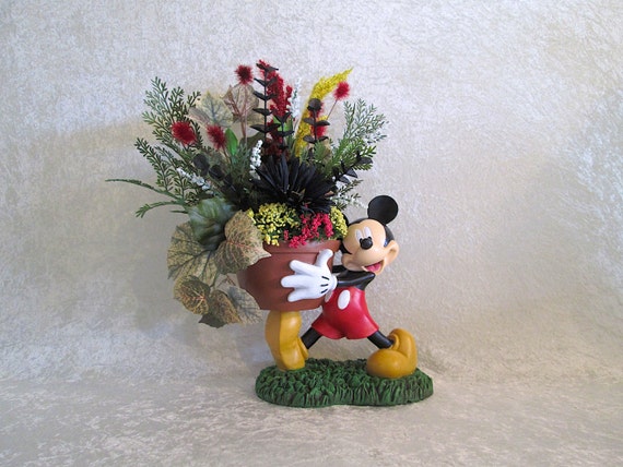 Silk Flower Arrangement With Mickey Mouse Planter Silk Floral