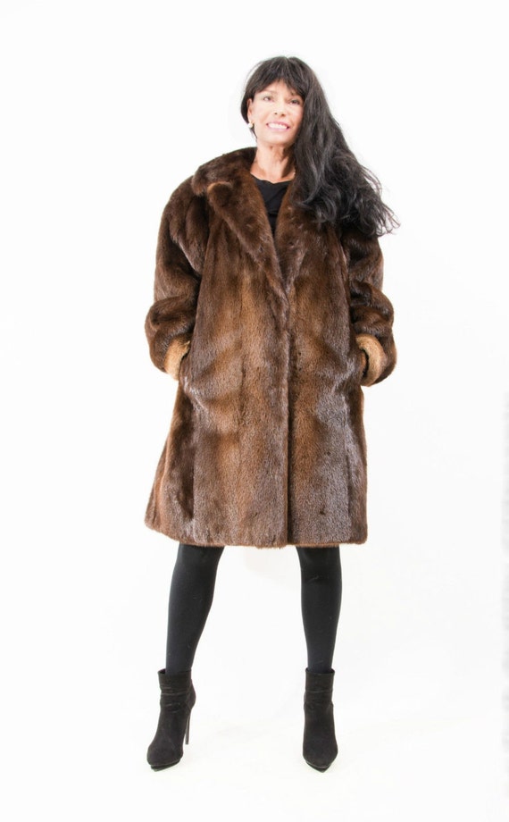 Nice Classic Shiny Brown Nutria Fur Coat by NewEnglandStyle
