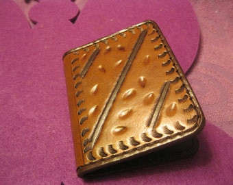 BROWN LEATHER WALLET for Folded Money