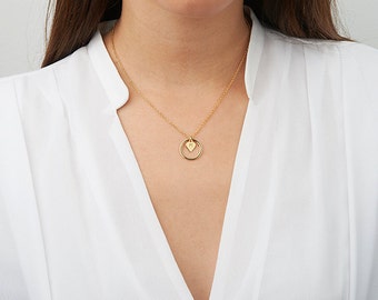 Tiny gold initial necklace Gold letter necklace by HLcollection