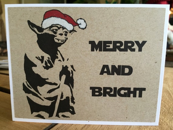 Star Wars Yoda Merry and Bright Christmas Card