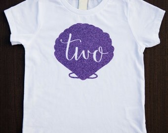 Mermaid Birthday...Mermaid Party...Mermaid 2nd Birthday Shirt...Girls 2nd Birthday Shirt...Mermaid Shell Shirt...Mermaid Shirt Toddler...