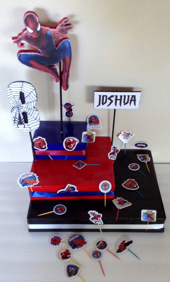 Spiderman Cupcake Stand Birthday Cupcake by BasketsFromAtoZ