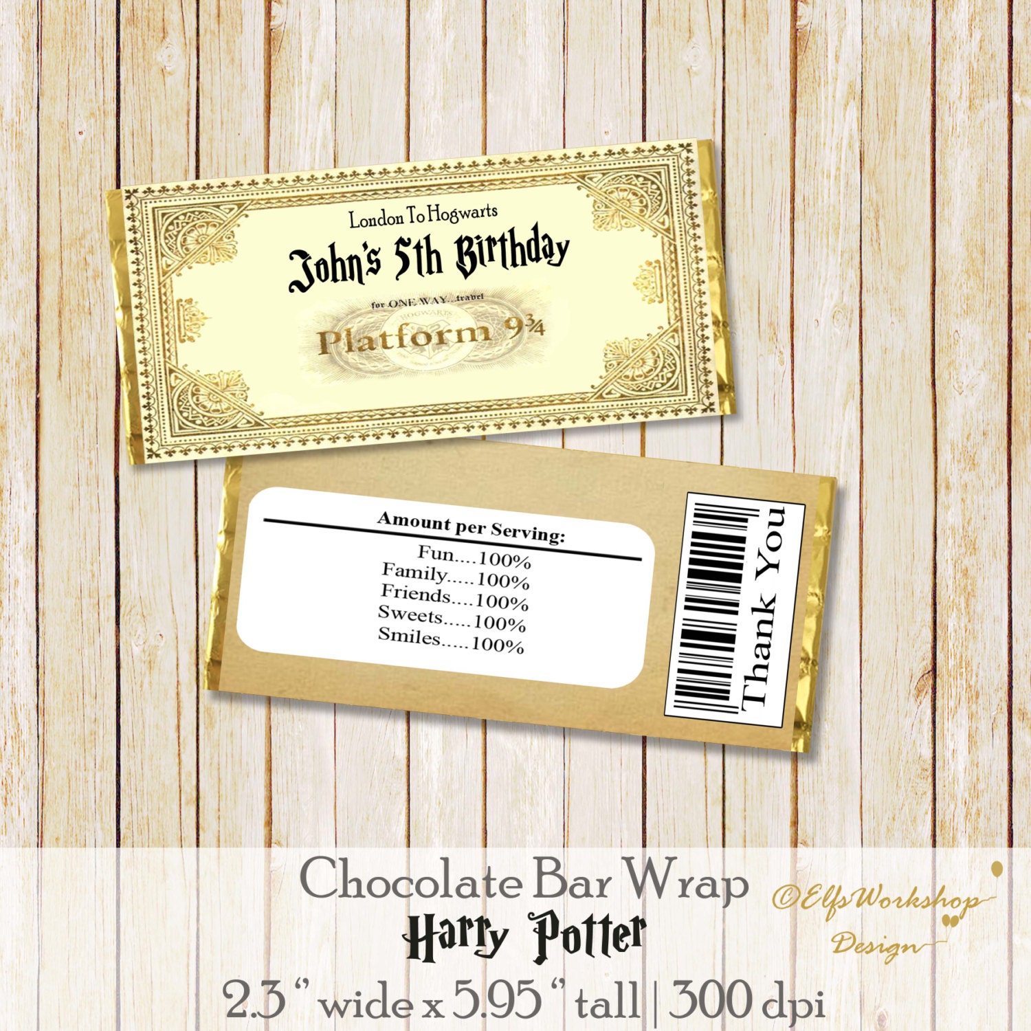 Harry Potter chocolate bar wrappers Harry by ElfsWorkshopDesign