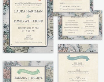 Rustic & Vintage Travel Theme Wedding Invitation