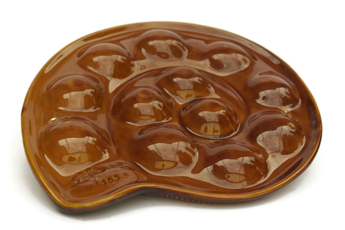 French Vintage Escargot Plates by Saint Clement. Set of 6 Snail Dishes