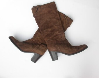 Brown suede boots with heel UK6/US8.5
