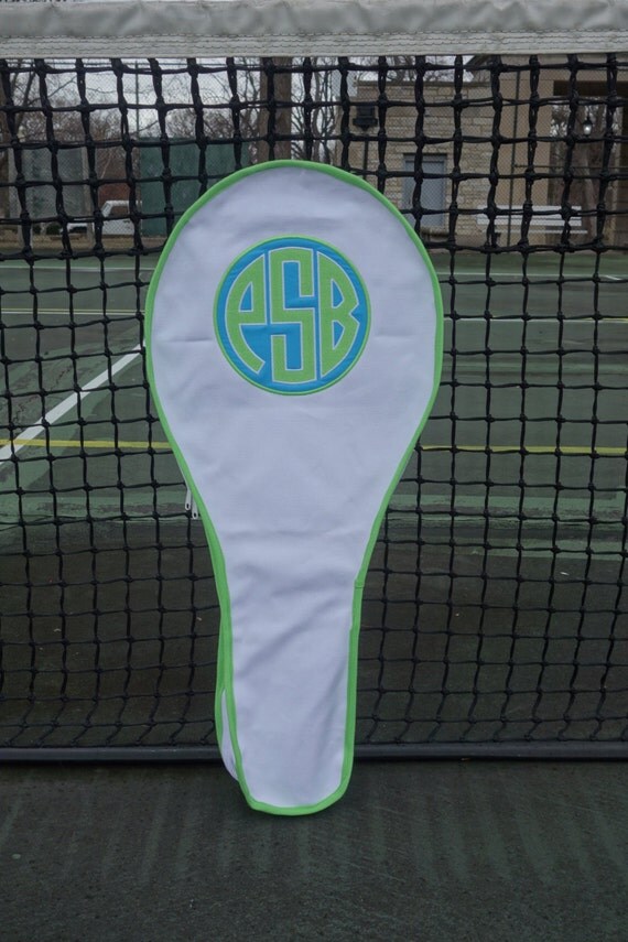 monogrammed tennis racket cover with circle applique
