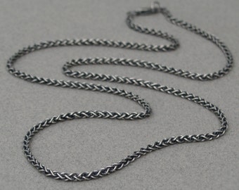 Silver men's chain - Oxidised silver chain - Men's jewellery - Men's necklace - Spiga chain - 2.5mm chain - Solid silver chain