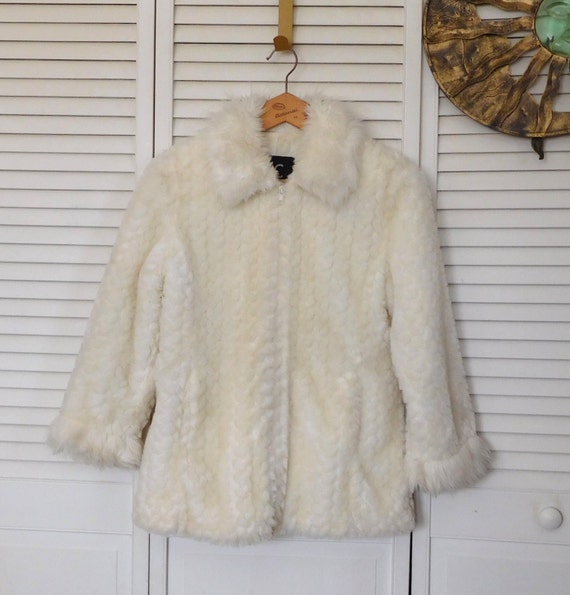 White Furry Coat Fluffy Jacket Faux Fur White Pile Boho Style