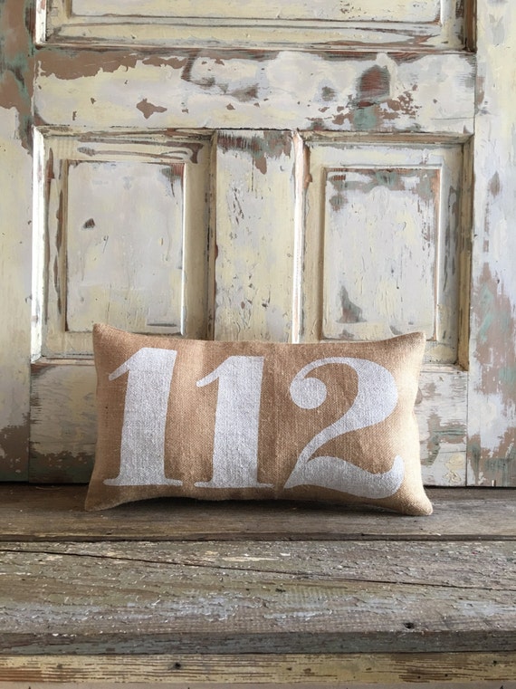 Pillow Cover House Numbers pillow Address pillow Burlap