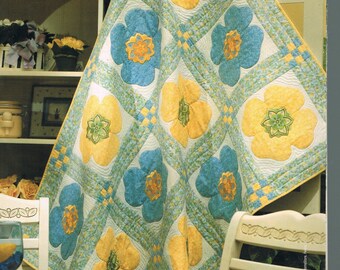 QUILT PATTERN - Jumbo Poppy Flowers Quilt Sewing Pattern - Modern Quilt Pattern - Flower Quilt Pattern - Not a PDF