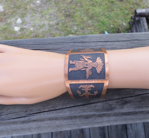 Solid Copper Cuff Native American Bracelet Extra by EdnaCatherine