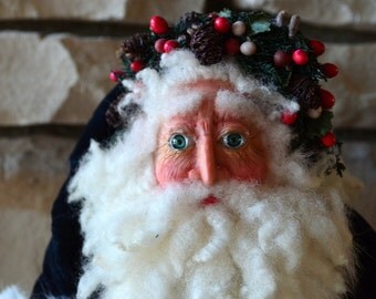 AFTER CHRISTMAS SALE 70% Off - Handcrafted Santa Figure