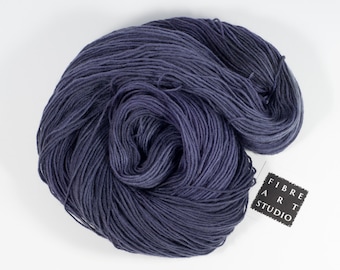 Hand Dyed Sock Yarn | Dark Purple Semi Solid Yarn | Fingering Weight | Superwash Wool & Nylon for Knitting, Crochet | from Granville Island