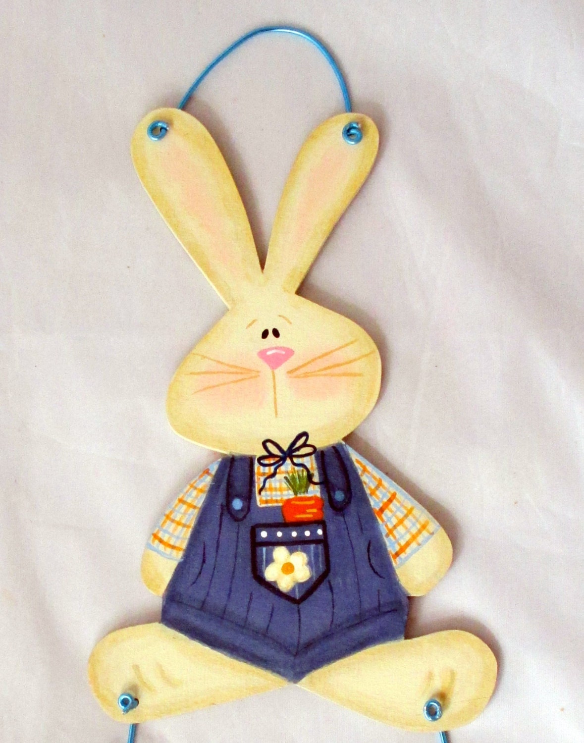 Rabbit painting wood crafts tole painting spring decor